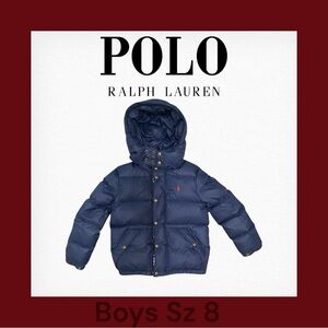 Polo Ralph Lauren Little Boy's Navy Blue Down Bomber Jacket. Boys Sz 8.